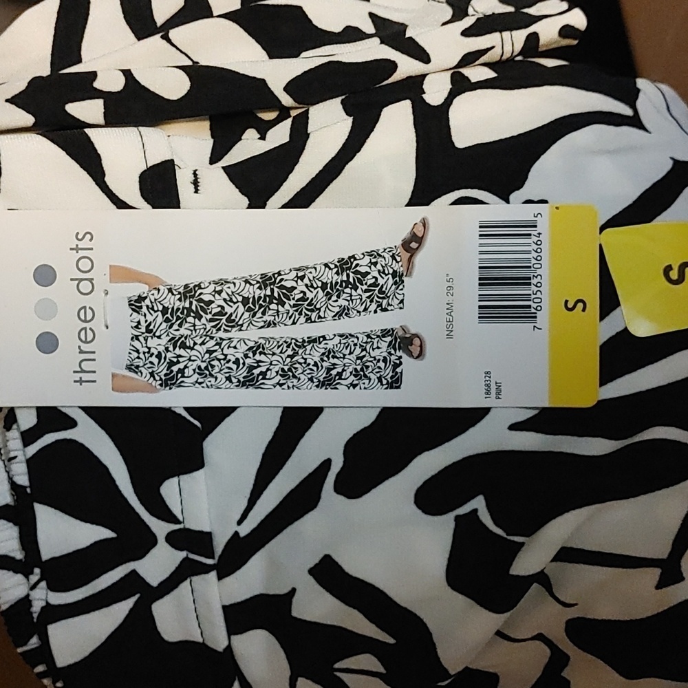 NWT Three Dots Women's Pull-On‎ Pant Black/White - Picture 8 of 9
